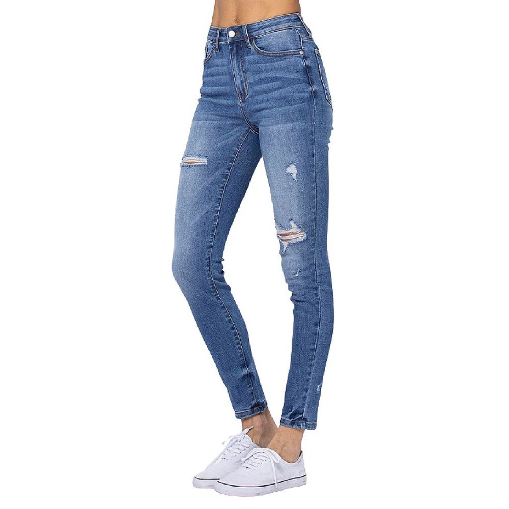 New Judy Blue Multicolor Embroidery Pocket Skinny Jeans - Picture 5 of 6
